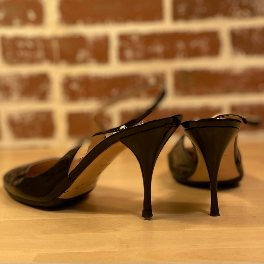 Miu Miu BlackPatent Leather Slingback Heels Sandals Shoes US 11 - Picture 3 of 6